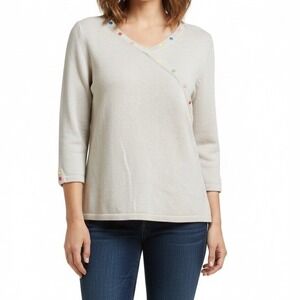 Christopher & Banks Cream Sweater with‎ Snap Detail Women's Large